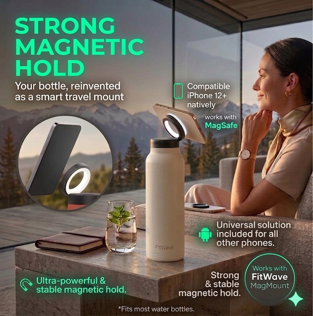 Water Bottle With Magnetic Phone Holder
